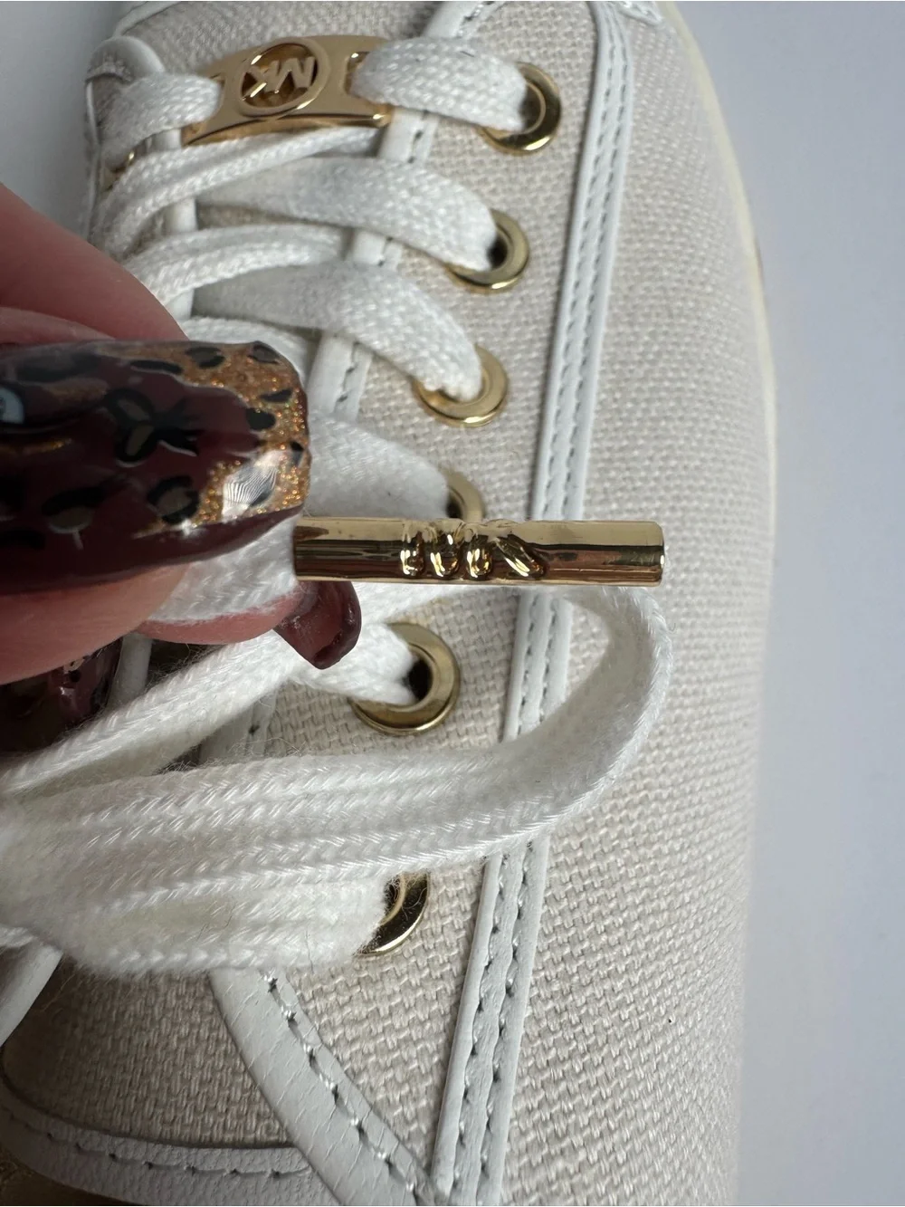 Michael Kors Cream and Gold Lace-Up Sneakers